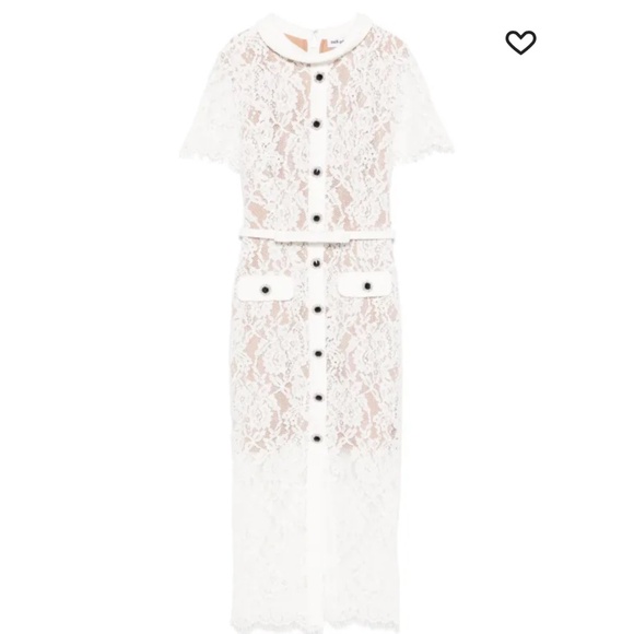 Self-Portrait $731 floral-lace midi dress white/ivory - Picture 2 of 13
